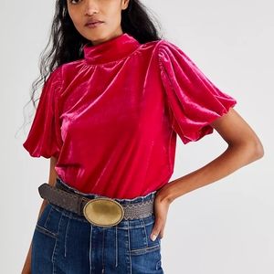 NWOT Free People Claudia Velvet Tee